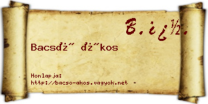 Bacsó Ákos névjegykártya